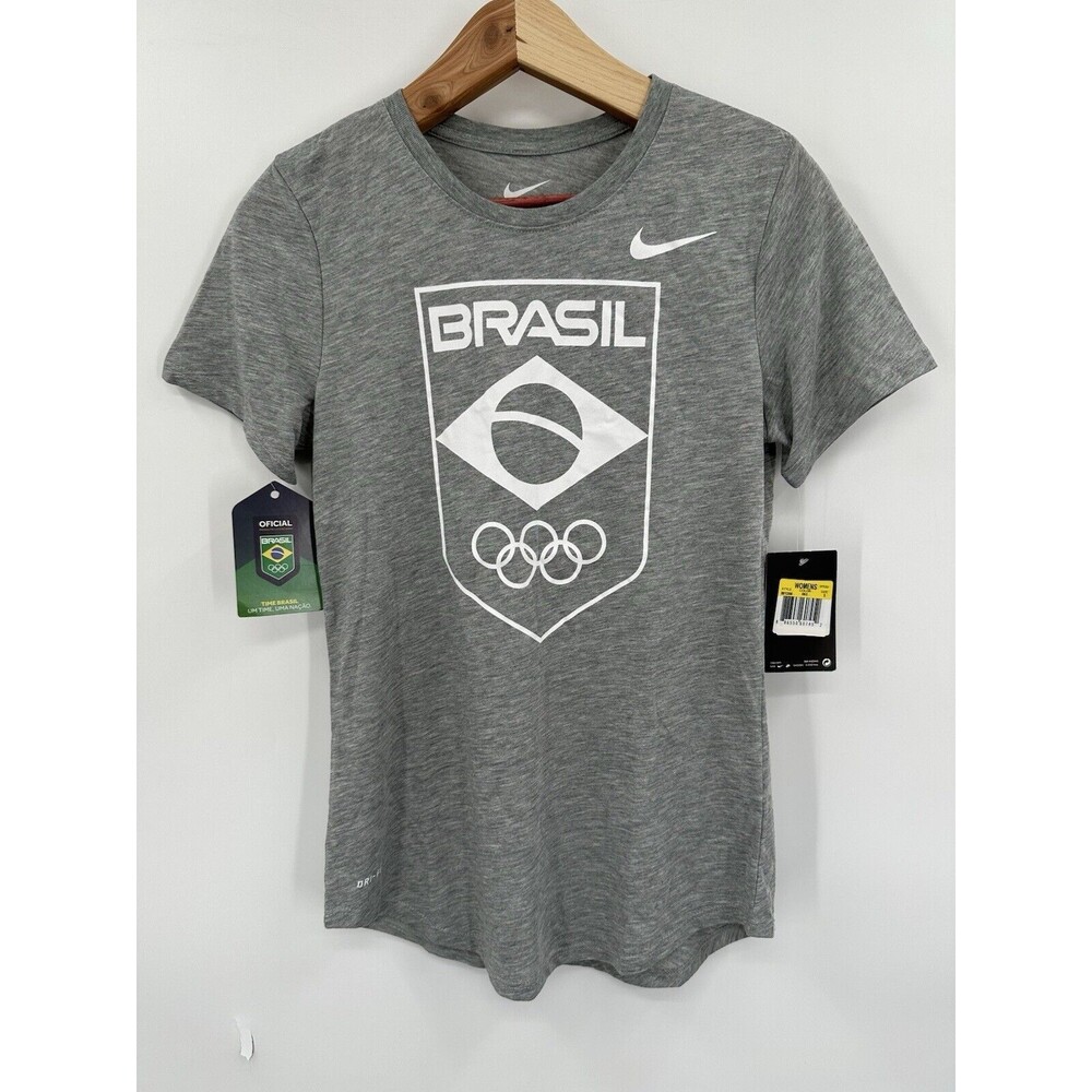 Nike Women's T-Shirt Small Gray Fitted The Nike Tee Athletic Cut Dri-Fit Swoosh